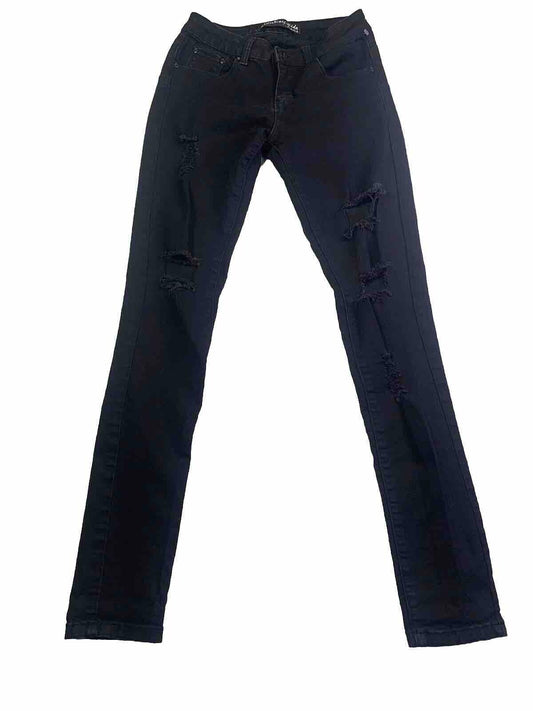Monkey Ride Jeans Juniors Sz 3/29 Black Skinny  Distressed
