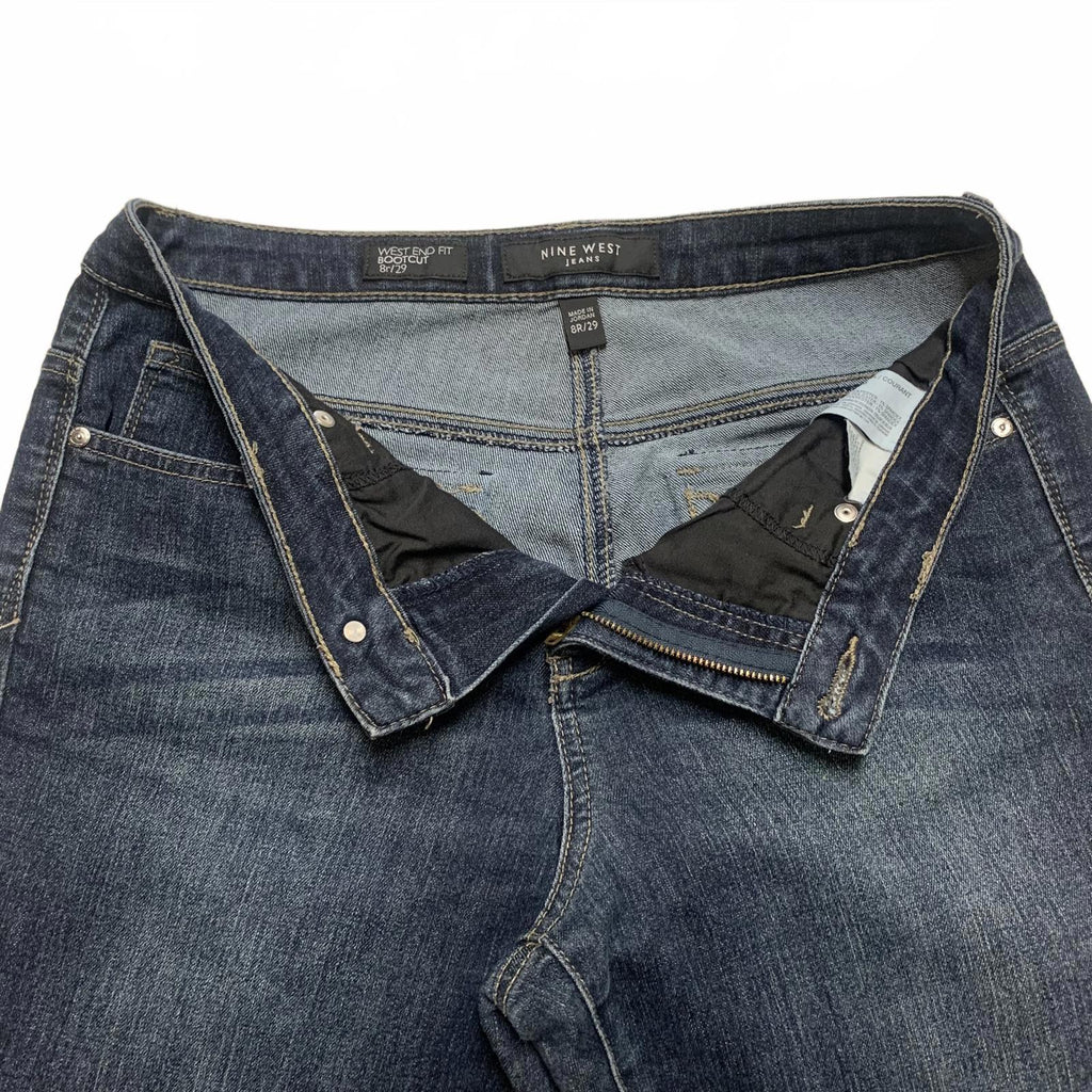 Vaqueros Nine West para mujer, talla 8R, lavado azul oscuro, corte de bota, 32 x 29