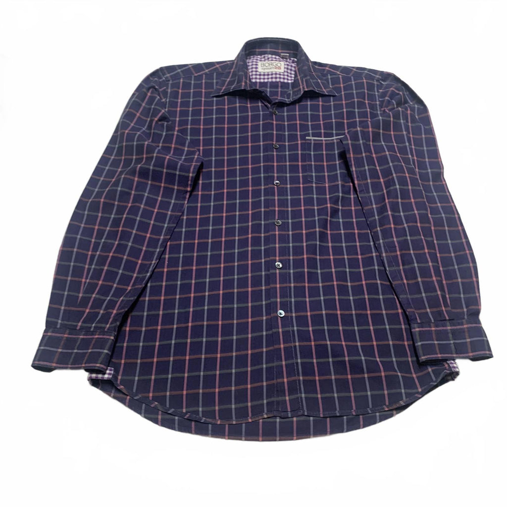 Borgo Ognissanti 28 Men's M Blue Plaid Button Shirt Multicolor Check