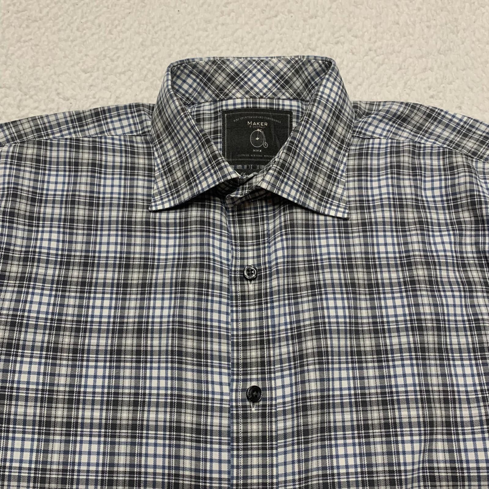 Camisa clásica a cuadros negra y gris para hombre, talla grande, de Maker Company