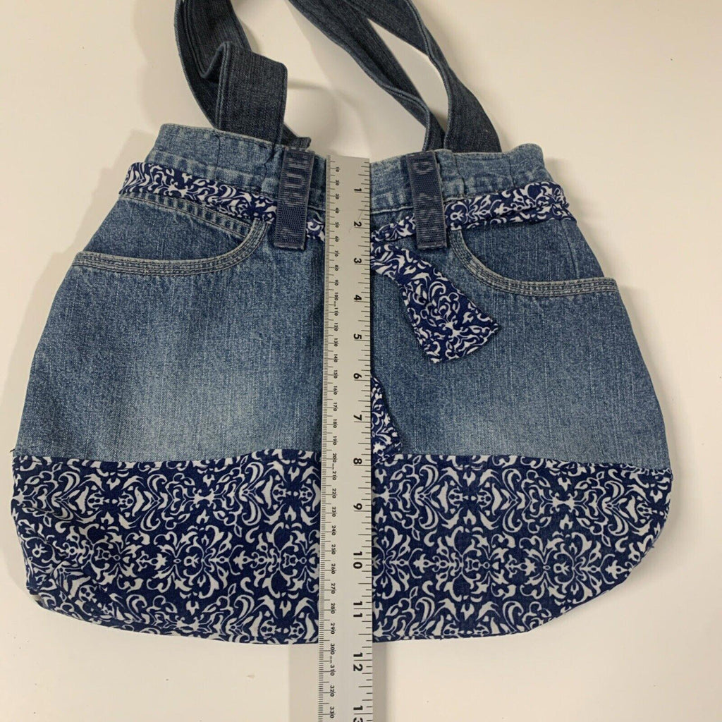 Guess Jeans Authentic Indigo Denim Tote Youth Shoulder Bag Handcrafted Vintage