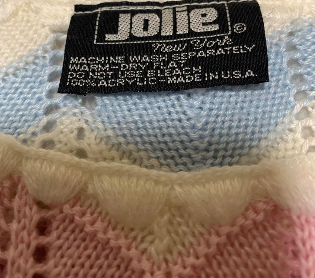 Vintage 80s Jolie New York Women's Pastel  Sweater Vest Chevron Pattern