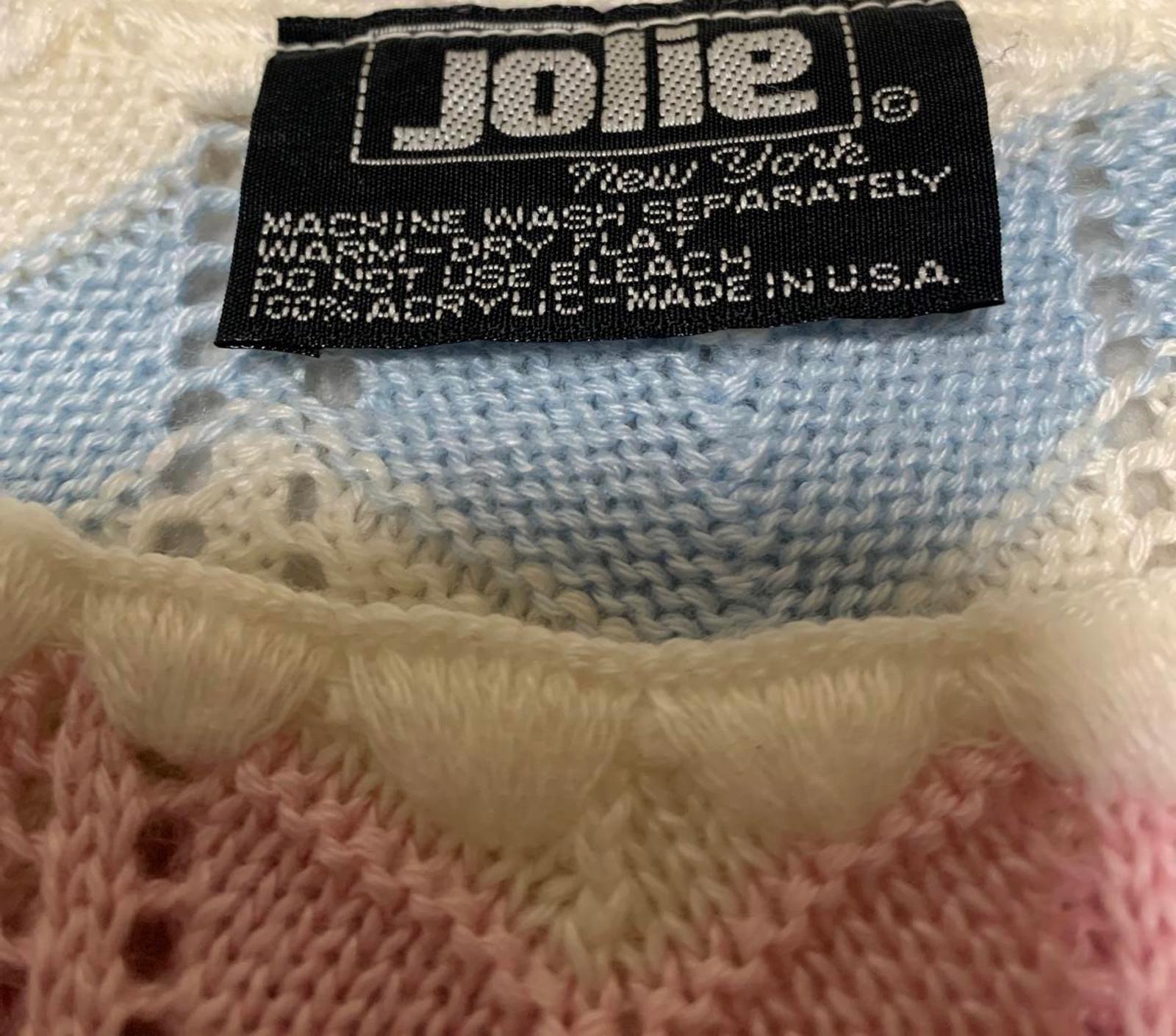 Chaleco de suéter vintage Jolie New York de los años 80 para mujer, con estampado de chevron en tonos pastel