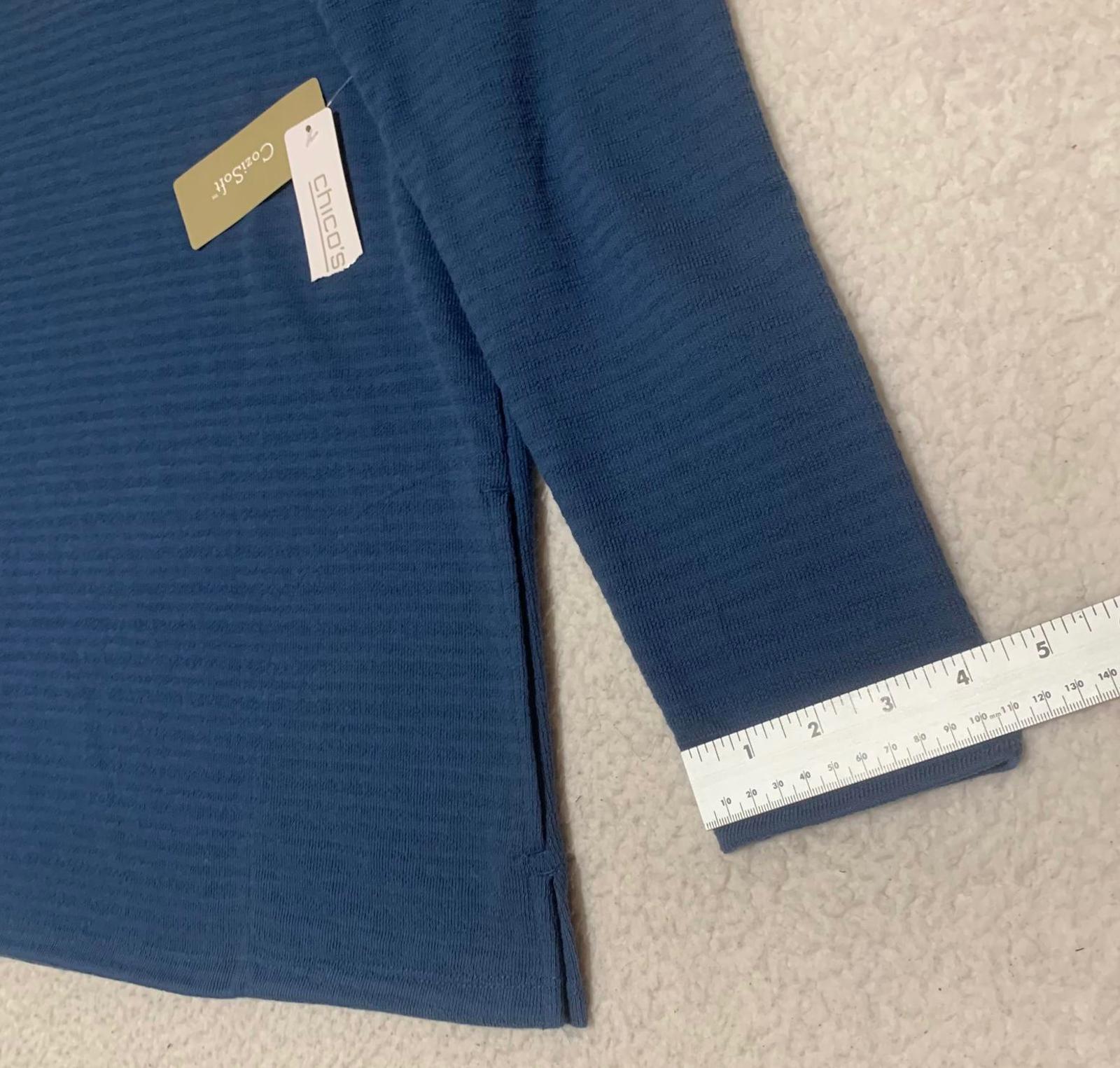 Blusa informal de manga larga azul elástica de Chico's, talla 1, para mujer