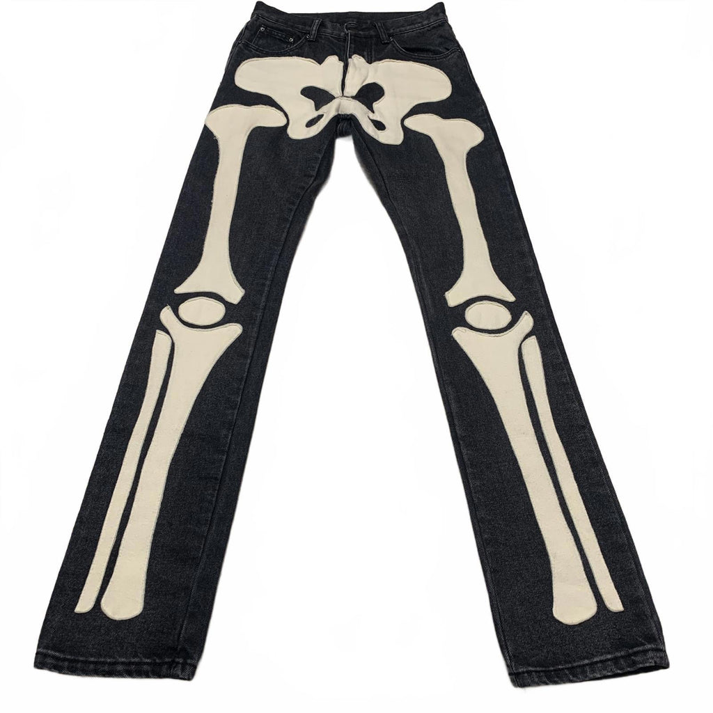 Vaqueros negros con estampado de calavera para hombre MNML, talla 28