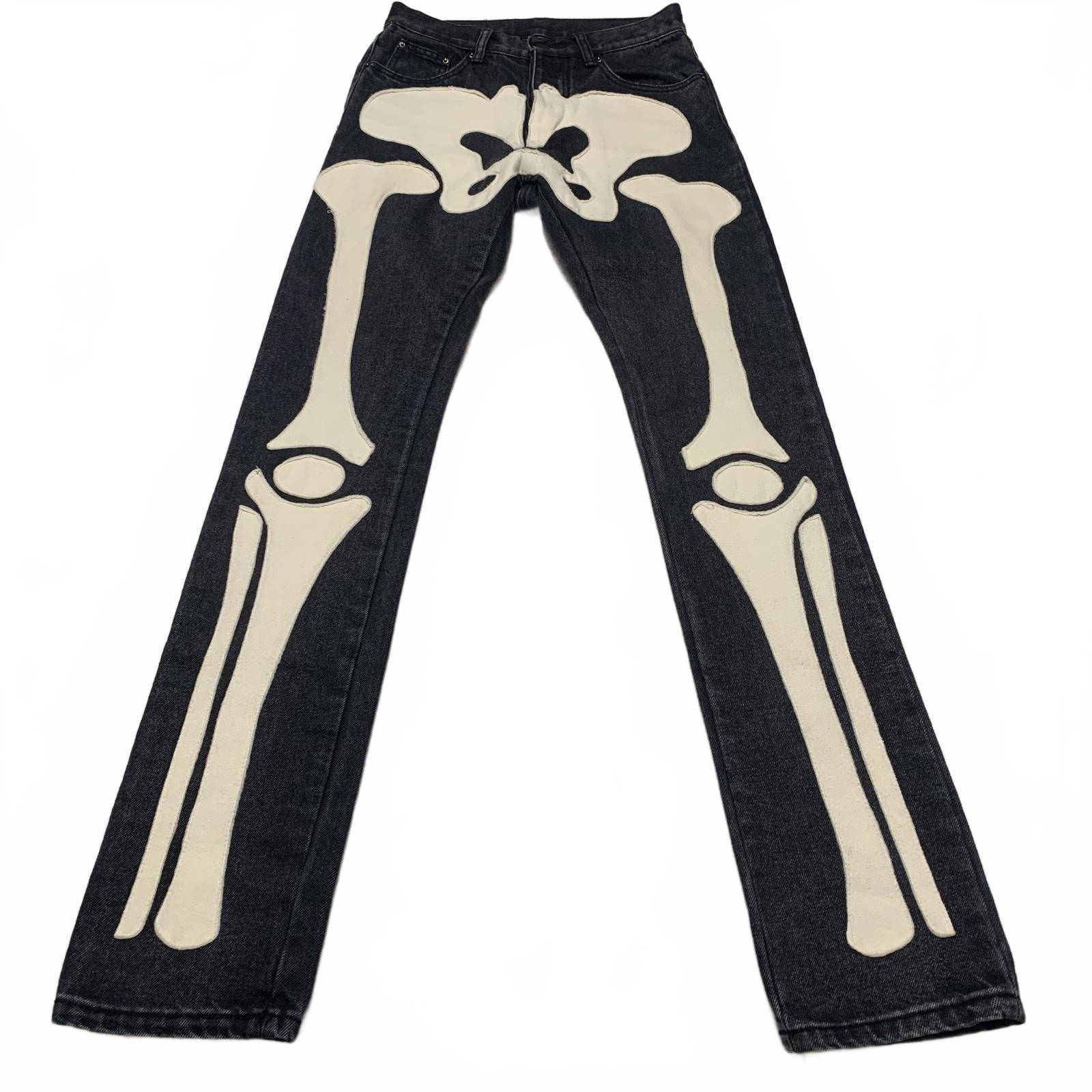 Vaqueros negros con estampado de calavera para hombre MNML, talla 28