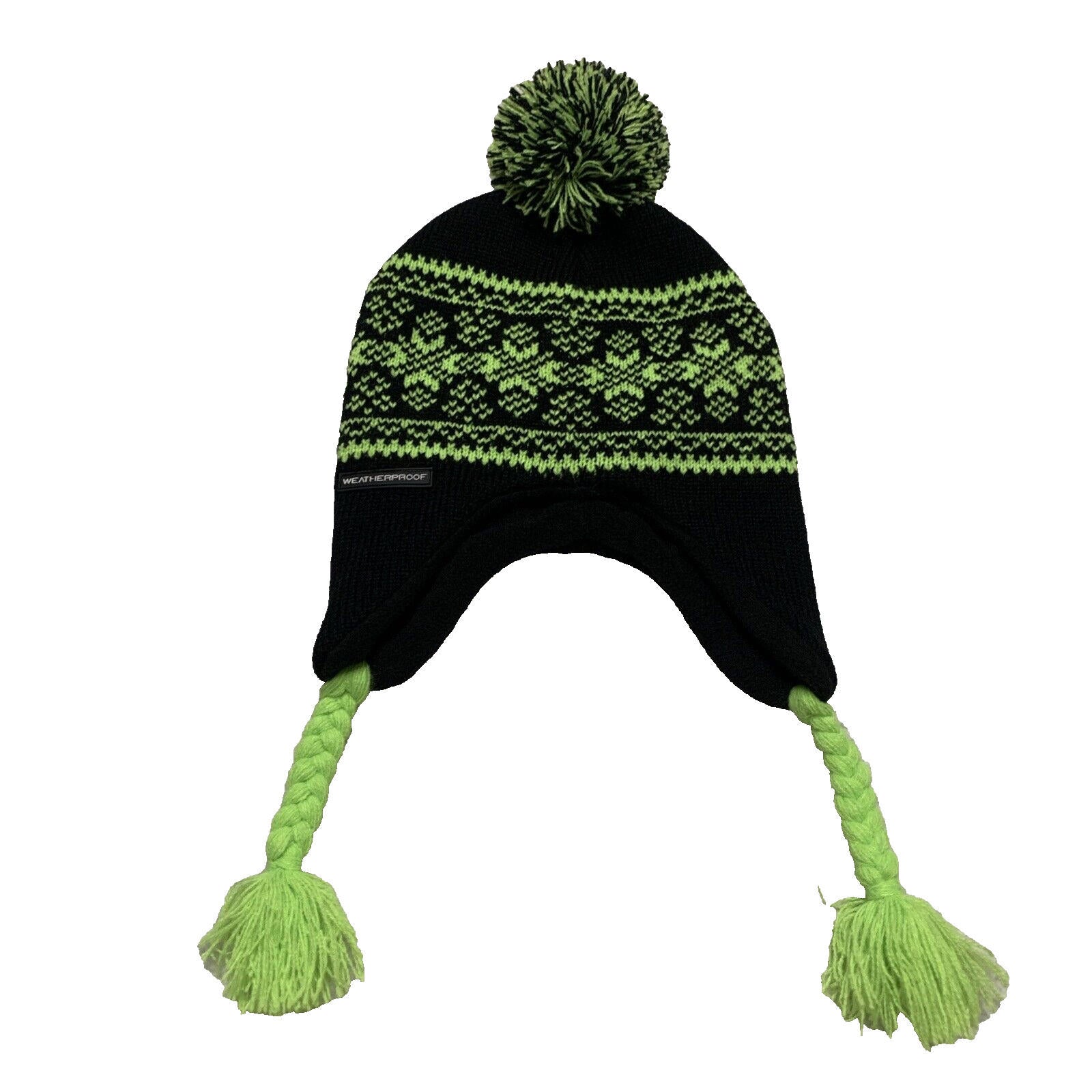 Gorro de lana resistente a la intemperie para jóvenes, talla única (8/20), con pompón y orejeras trenzadas