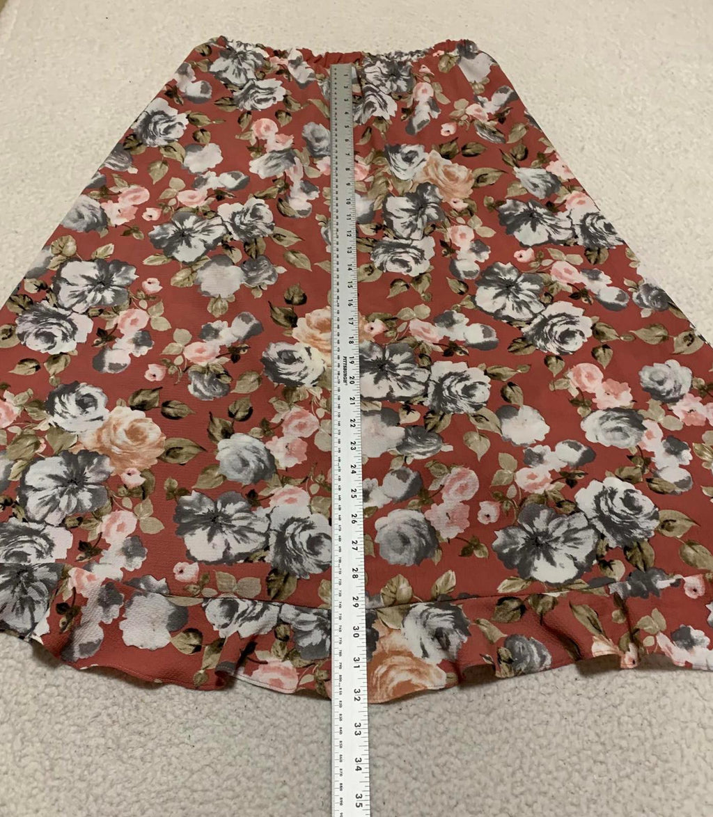 Falda con volantes florales para mujer, talla L, de Green Envelope Los Angeles, fabricada en EE. UU.