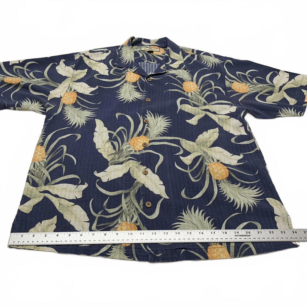 Camisa de seda con diseño de piña Tommy Bahama para hombre, talla L, lista para vacaciones hawaianas