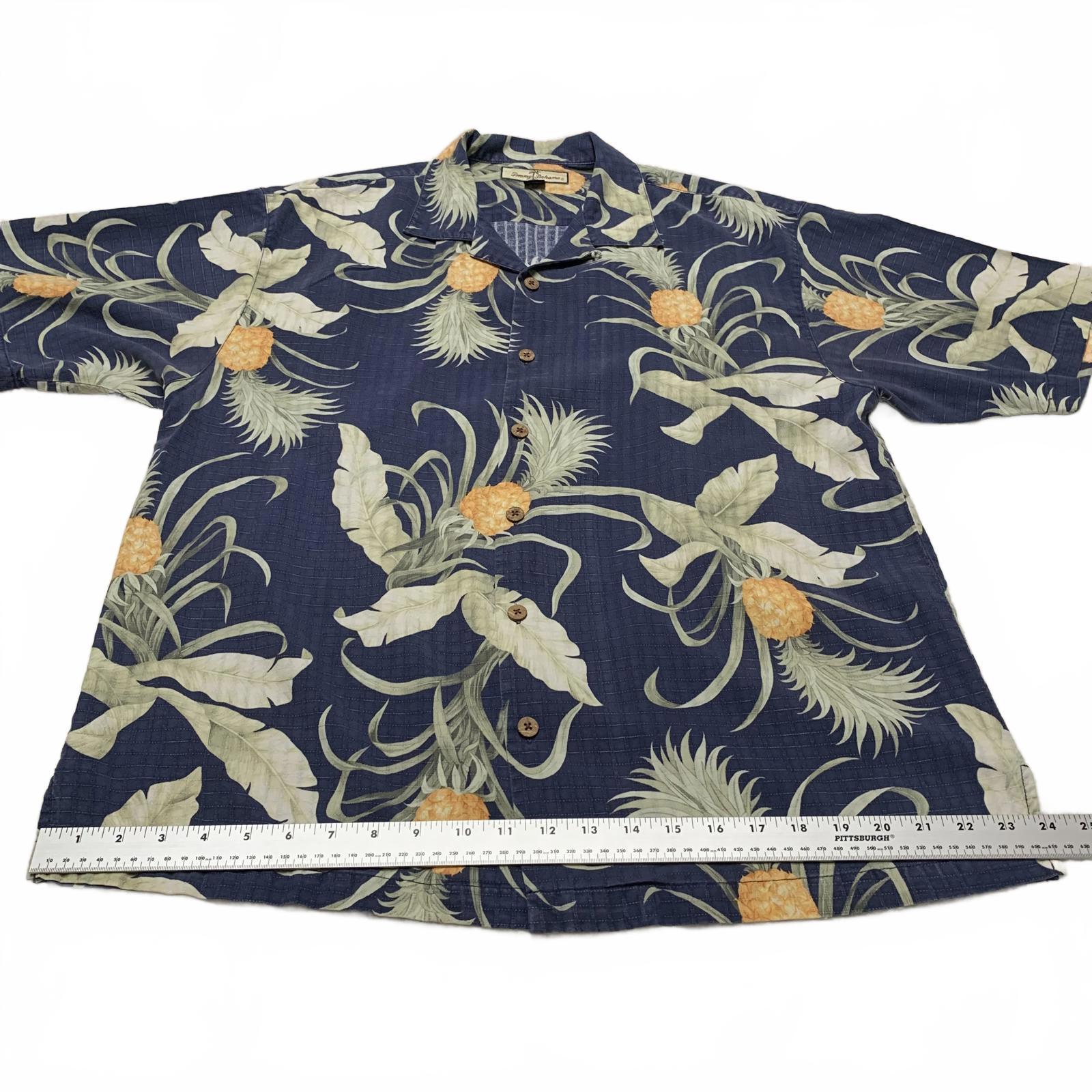 Camisa de seda con diseño de piña Tommy Bahama para hombre, talla L, lista para vacaciones hawaianas