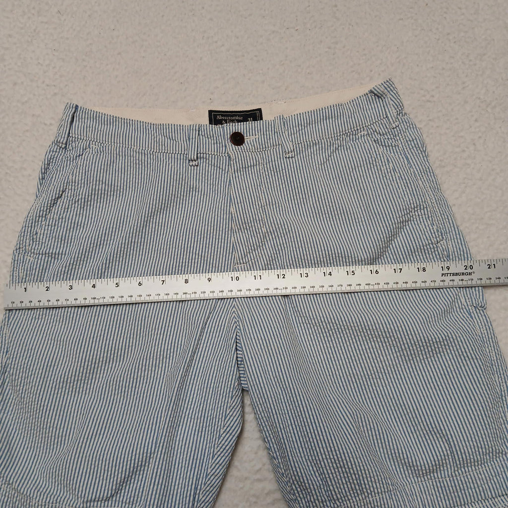 Pantalones cortos chinos a rayas azules y blancas de Abercrombie &amp; Fitch para hombre, talla 31, talla náutica, ancho 30.5