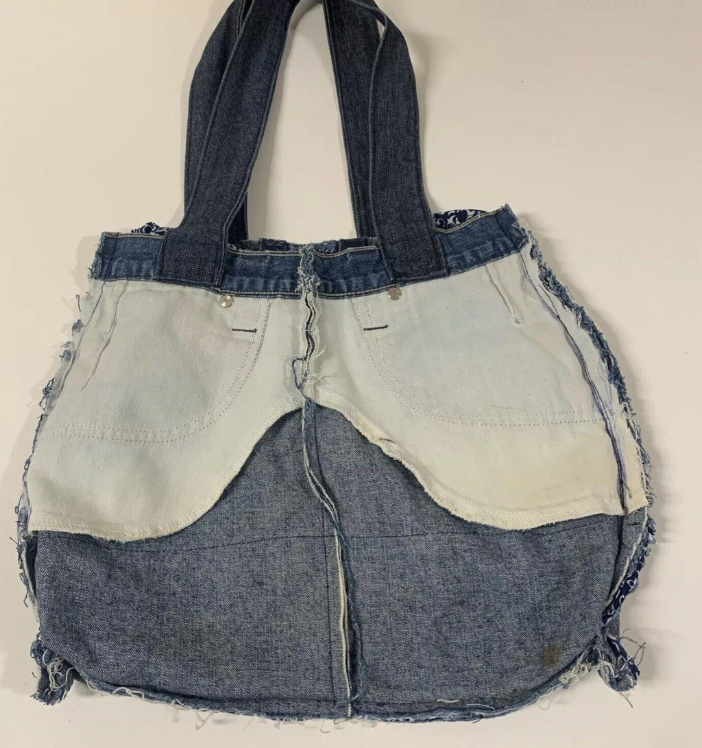 Guess Jeans Authentic Indigo Denim Tote Youth Shoulder Bag Handcrafted Vintage
