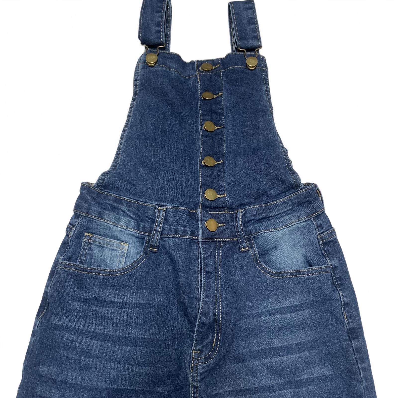 Overol de mezclilla para mujer, talla pequeña, pantalones vaqueros azules con piernas acampanadas