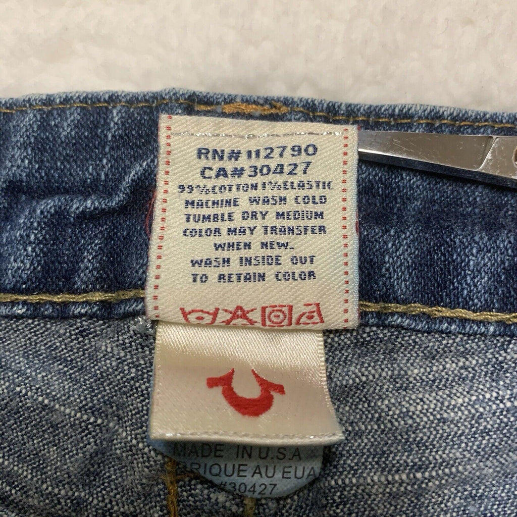 Vaqueros ajustados True Religion para mujer, talla 29, con solapa trasera azul