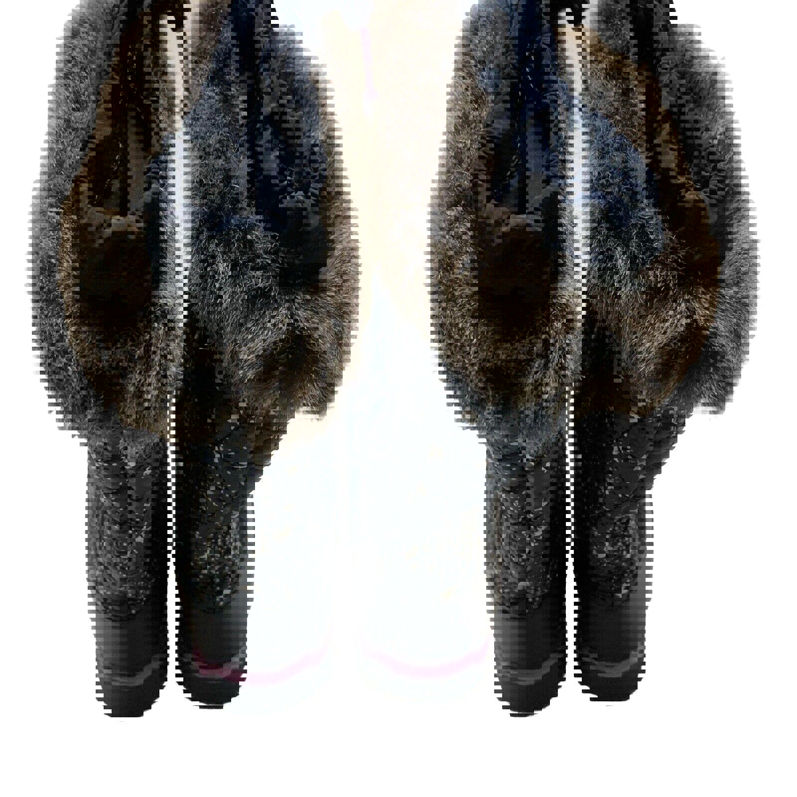 Botas de invierno para lluvia y nieve Lands End para niñas, talla 4M, color azul marino y morado con ribete de encaje y estrellas