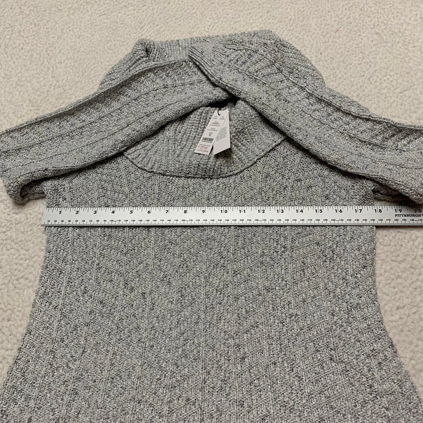 White House Black Market Womens Size Medium Gray Cable Knit Sweater Cowl Neck