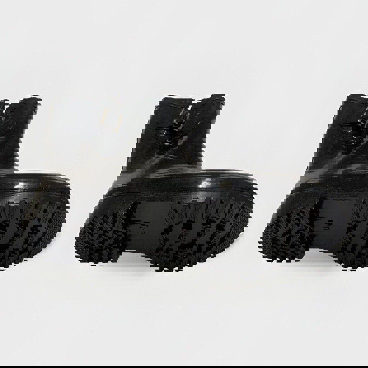 DEW Rubber Sole Rain Women's Boots Sz 11 Shiny Black Ankle Height Buckle Pull-on