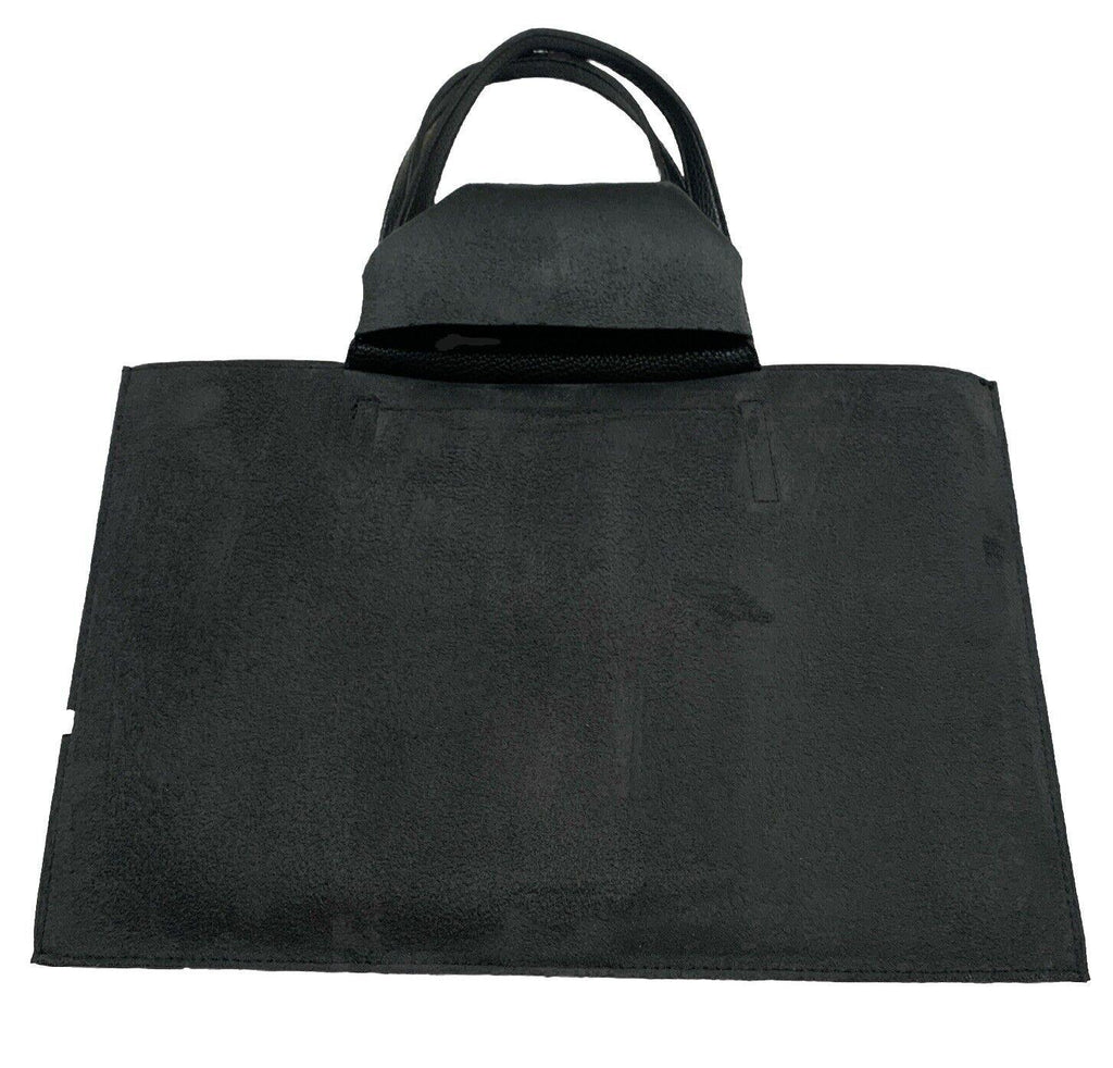 Bolso tote de piel vegana suave con diseño granulado de rayas grises y negras para mujer de Vince Camuto
