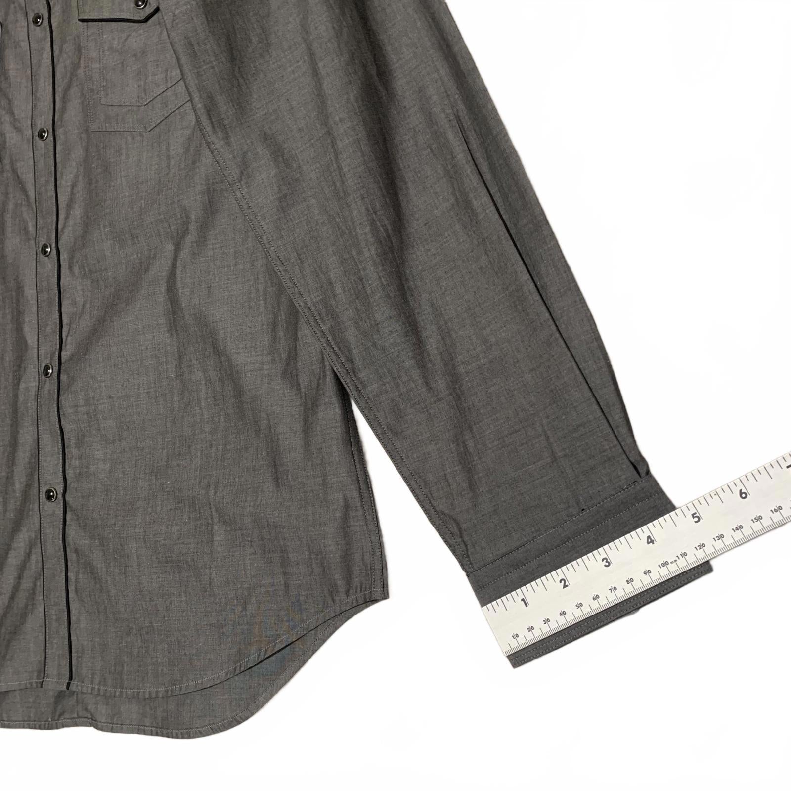 Camisa informal de manga larga para hombre, estilo occidental, color gris, talla mediana 15-15 1/2