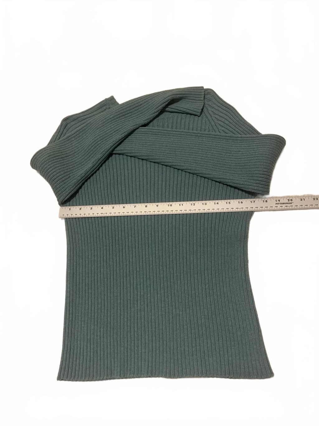 Suéter Lands' End de los años 90 para hombre, talla 38/40, cuello redondo, tejido acanalado, verde, fabricado en EE. UU.
