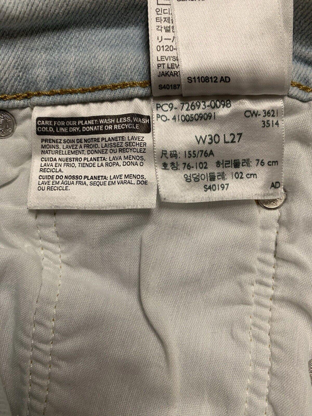 Vaqueros Levi's para mujer, corte cónico azul claro, 30 x 27, con caja torácica