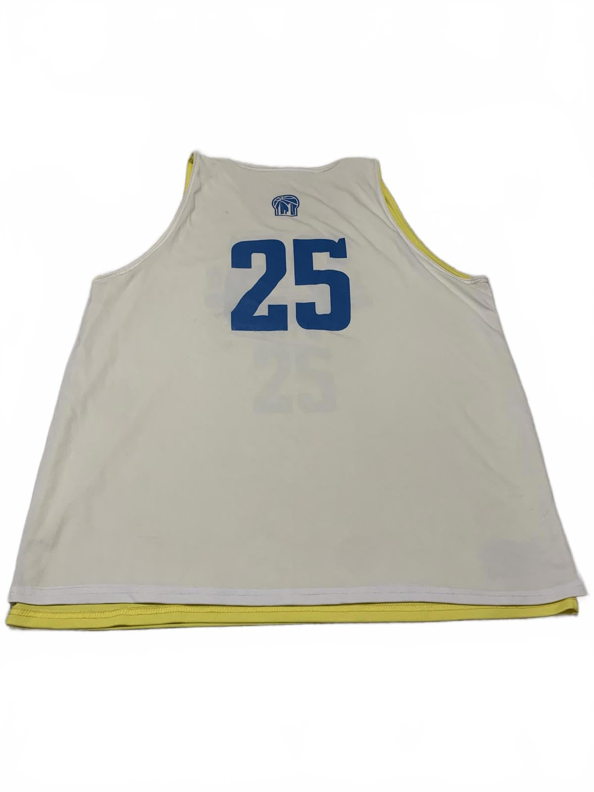 Camiseta sin mangas reversible amarilla y blanca grande para hombre de BasketBall City, número 25