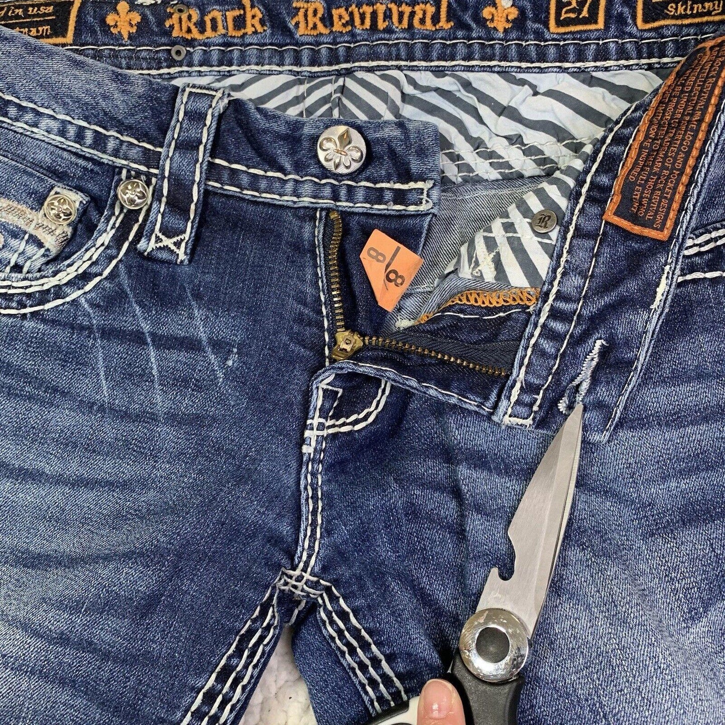 Rock Revival Women's Jeans Size 27 Bold Stitch Cowboy Pocket
