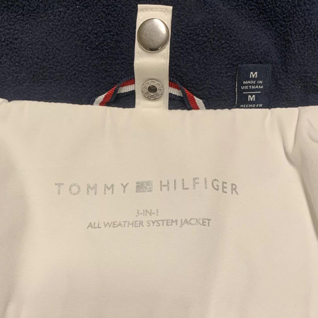 Tommy Hilfiger Women's Medium White Weather Systems Hood Jacket Rain Coat