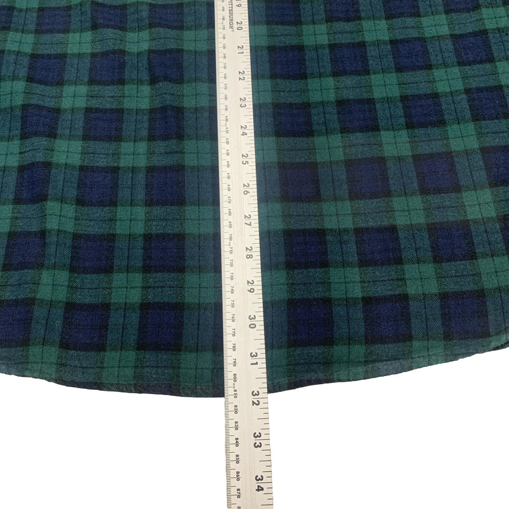 Faded Glory Men’s 2XL 50/52 Blue Green Plaid Long Sleeve Skipper Shirt