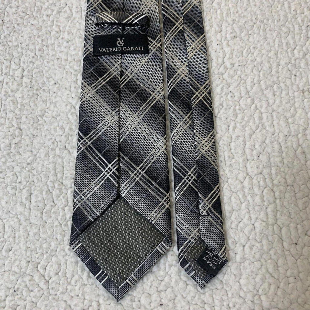 Valerio Garati Men's Plaid Tie Grey Black White