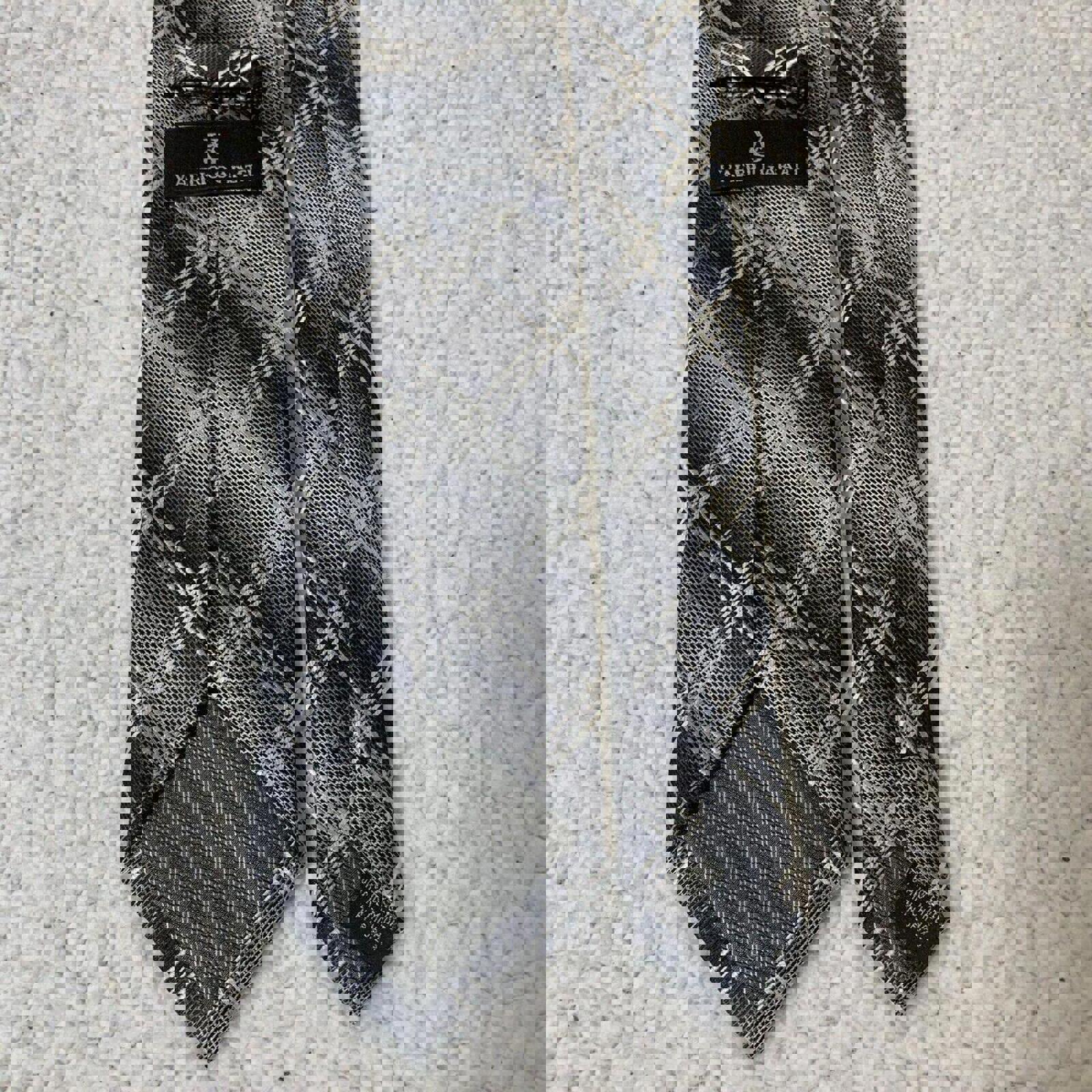 Valerio Garati Men's Plaid Tie Grey Black White