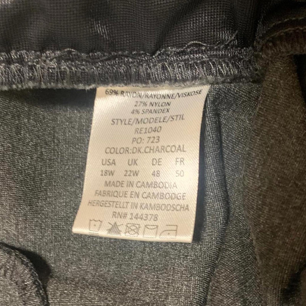 Pantalones casuales Rekucci para mujer, talla 18W, gris oscuro, ancho 40 x 29,5