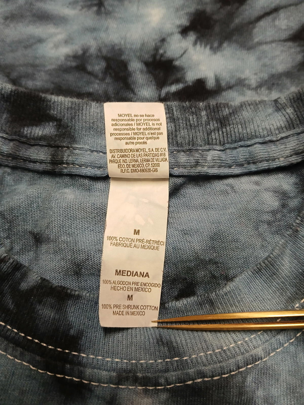 Camiseta unisex M&amp;O Gold talla M azul Woodstock tie-dye de algodón Music &amp; Peace