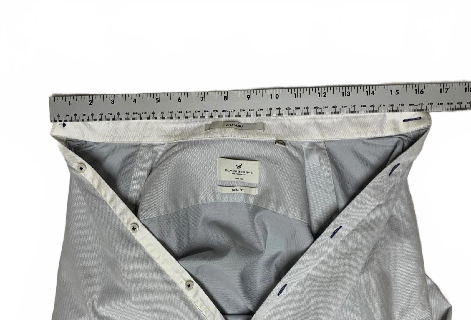 Camisa de vestir Blackberrys para hombre, talla L/40, azul grisáceo, corte entallado, 2 capas, ultra