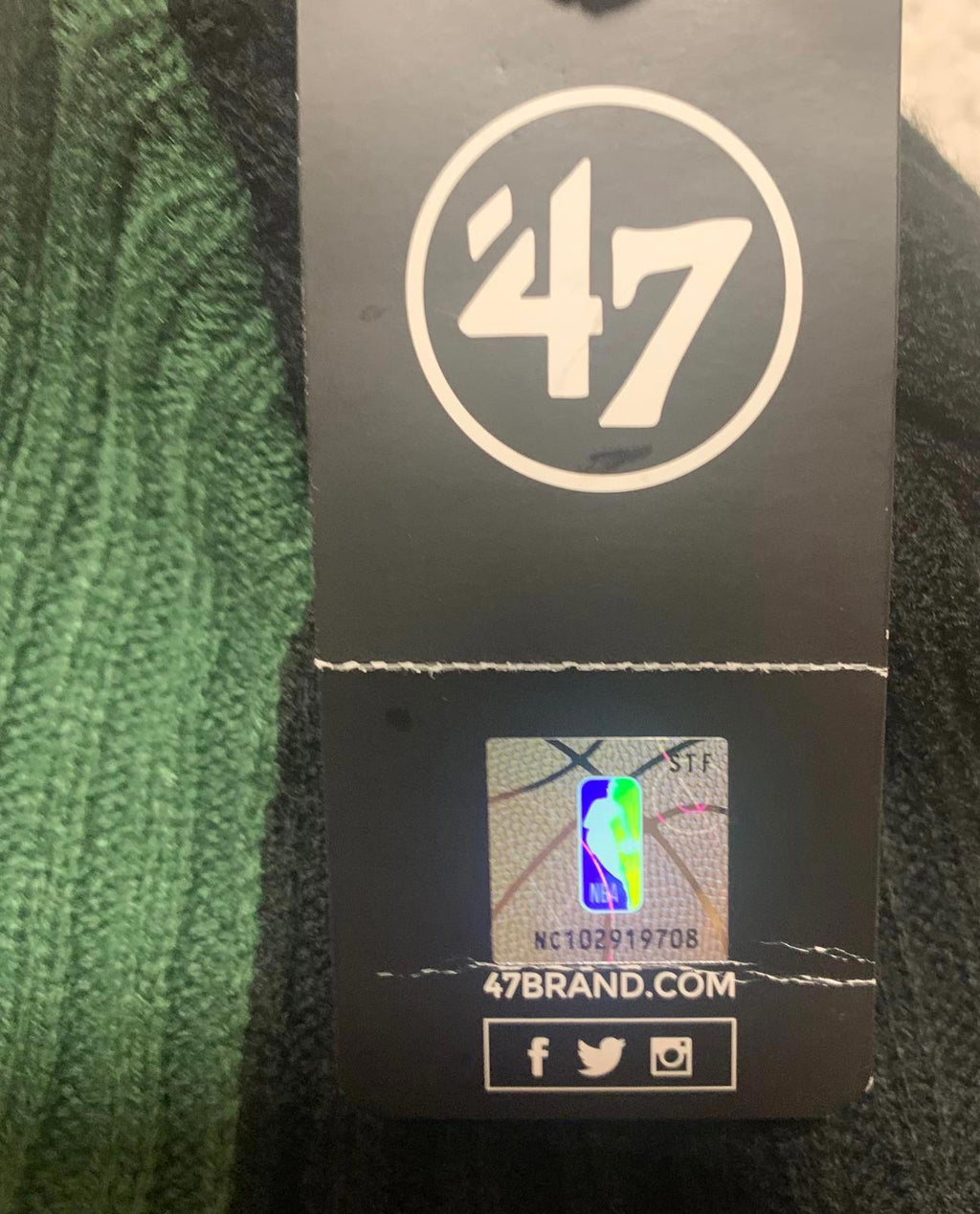 Gorro NBA Milwaukee Bucks de '47 Brand, tejido negro y verde, OSFA, nuevo