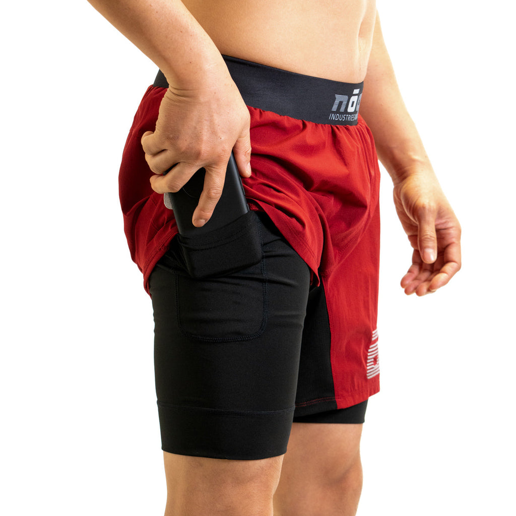Pantalones cortos de lucha Ghost Premium con forro para niños - Rojo Merlot 
