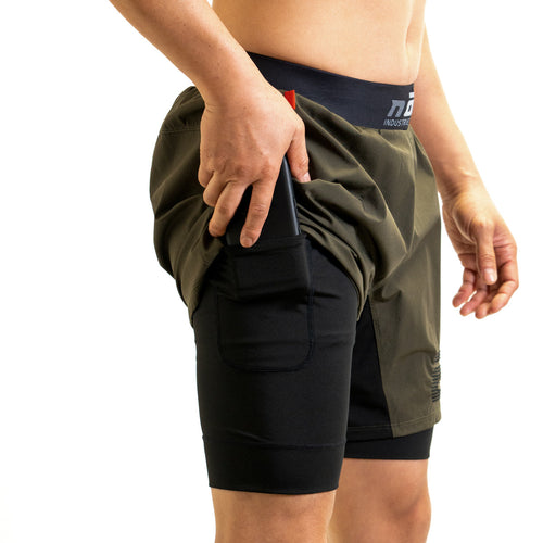 Pantalones cortos de lucha Ghost con forro premium y entrepierna de 18 cm - Verde furia 