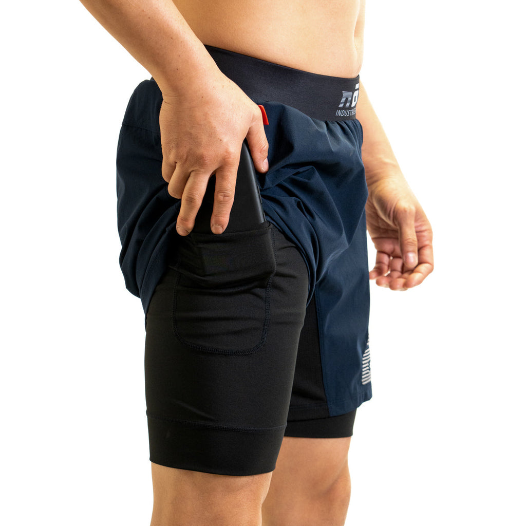 Pantalones cortos de lucha Ghost con forro premium y entrepierna de 18 cm - Azul Neptuno 