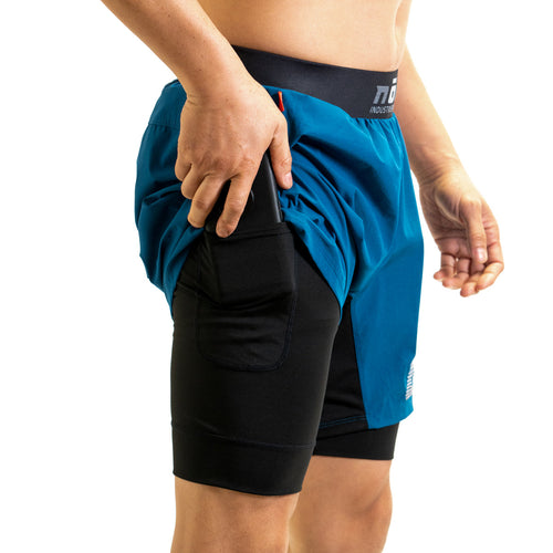 Pantalones cortos de lucha Ghost con forro premium y entrepierna de 18 cm - Azul ultramar 