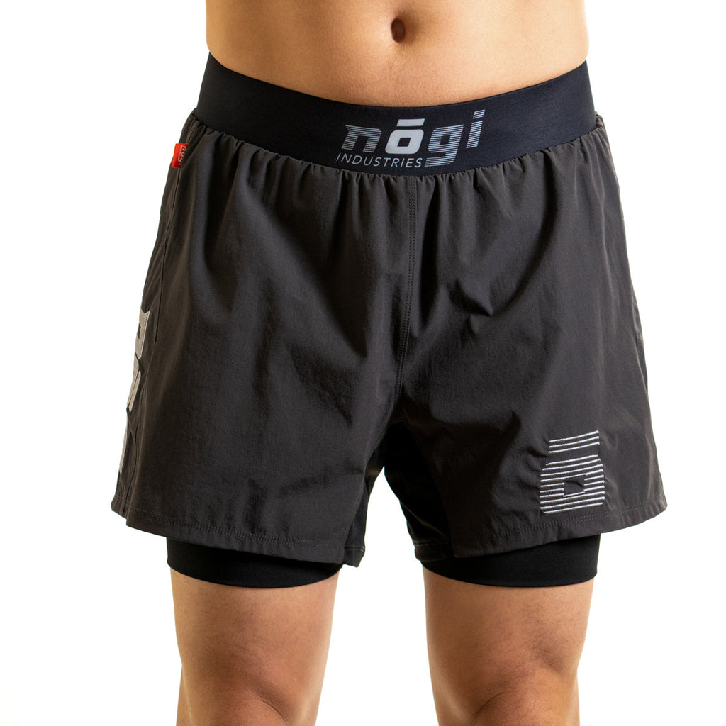 Pantalones cortos de lucha Ghost con forro premium y entrepierna de 5" - Gris Nueva Jersey 