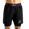 Pantalones cortos de lucha Ghost con forro premium y entrepierna de 18 cm - Negro obsidiana 