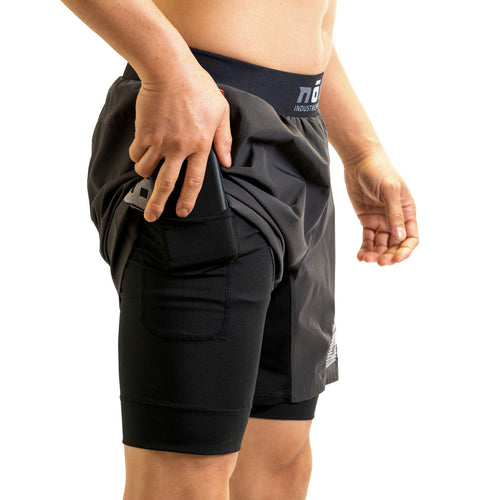 Pantalones cortos de lucha Ghost con forro premium y entrepierna de 18 cm - Gris Nueva Jersey 