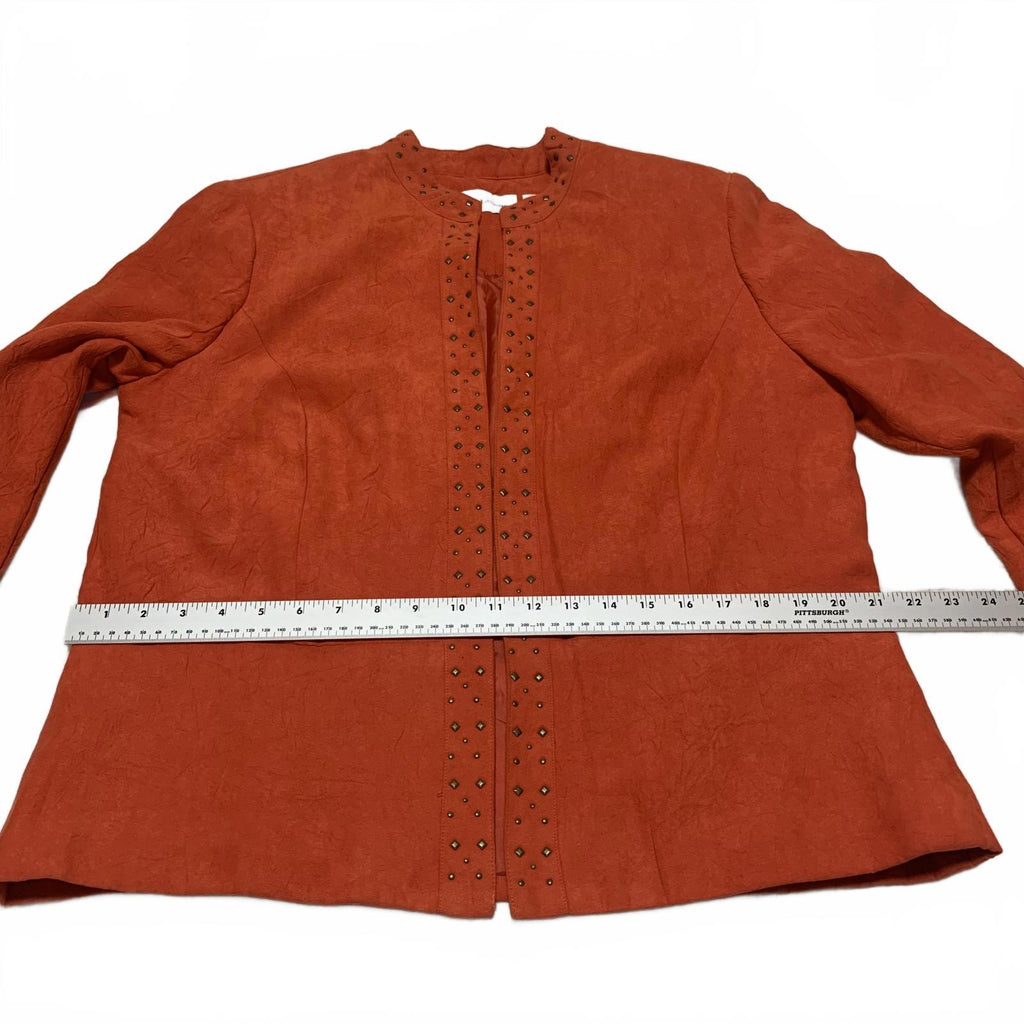 Alfred Dunner Women's 14 Suede Leather Jacket Orange