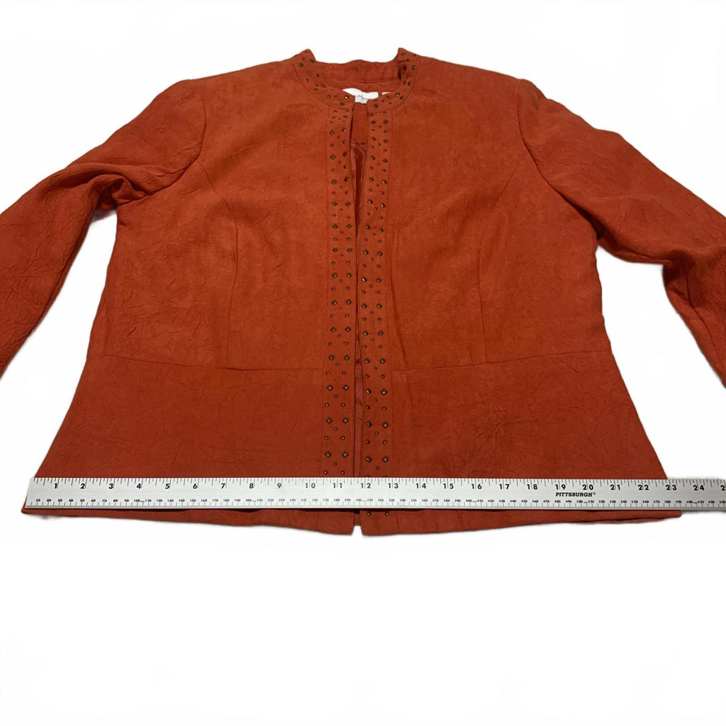 Alfred Dunner Women's 14 Suede Leather Jacket Orange