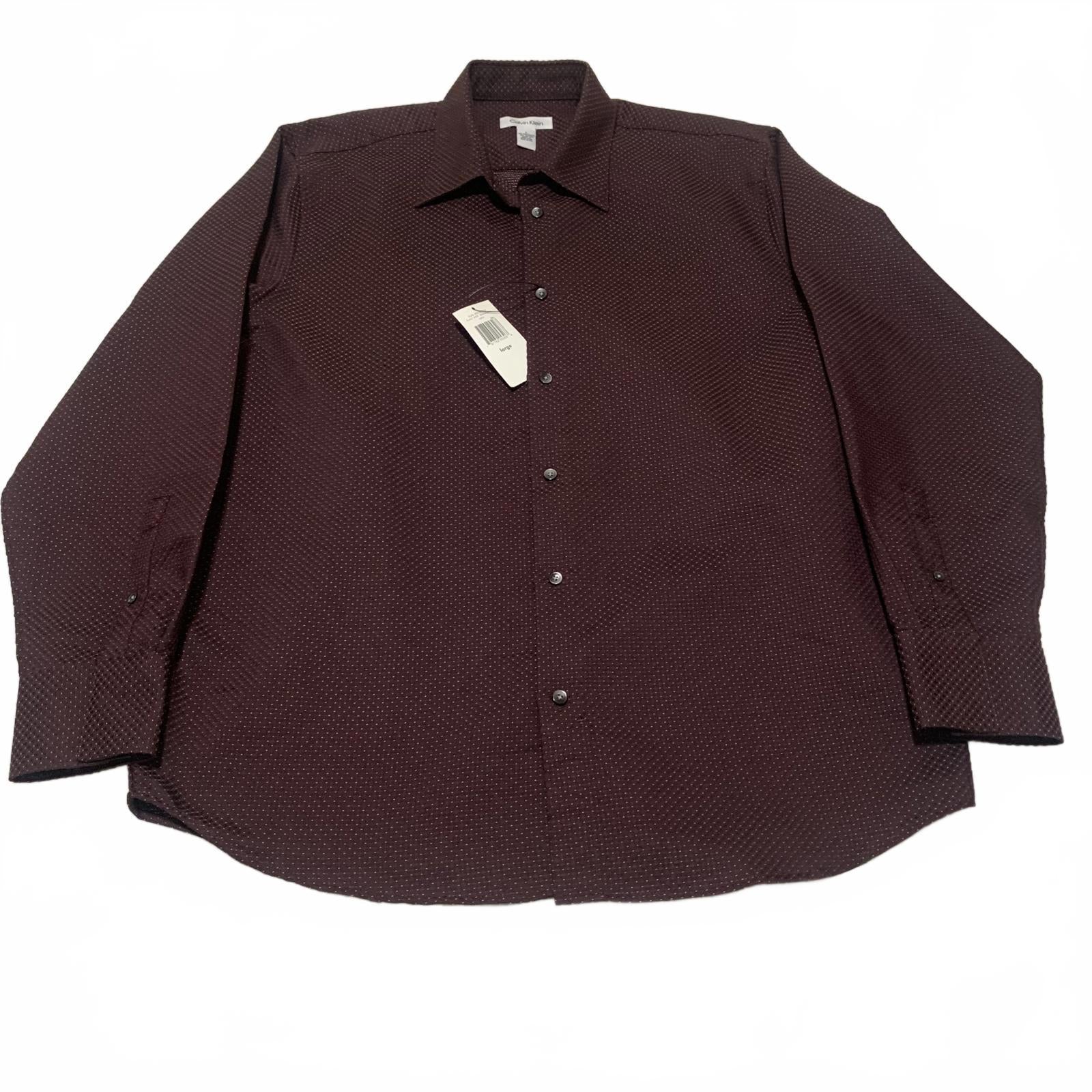 VTG 90s Calvin Klein Burgundy Polka Dot Dress Shirt