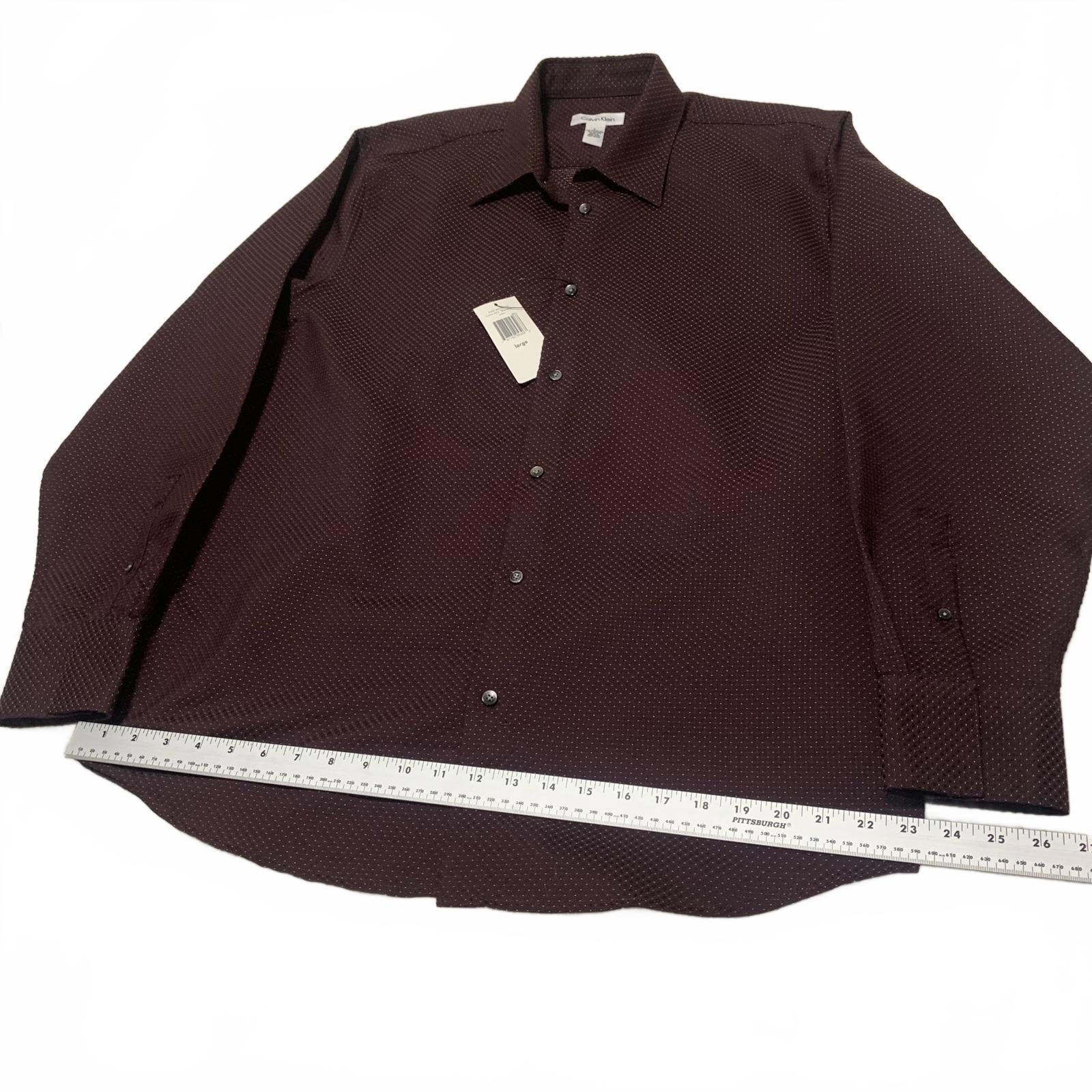 VTG 90s Calvin Klein Burgundy Polka Dot Dress Shirt