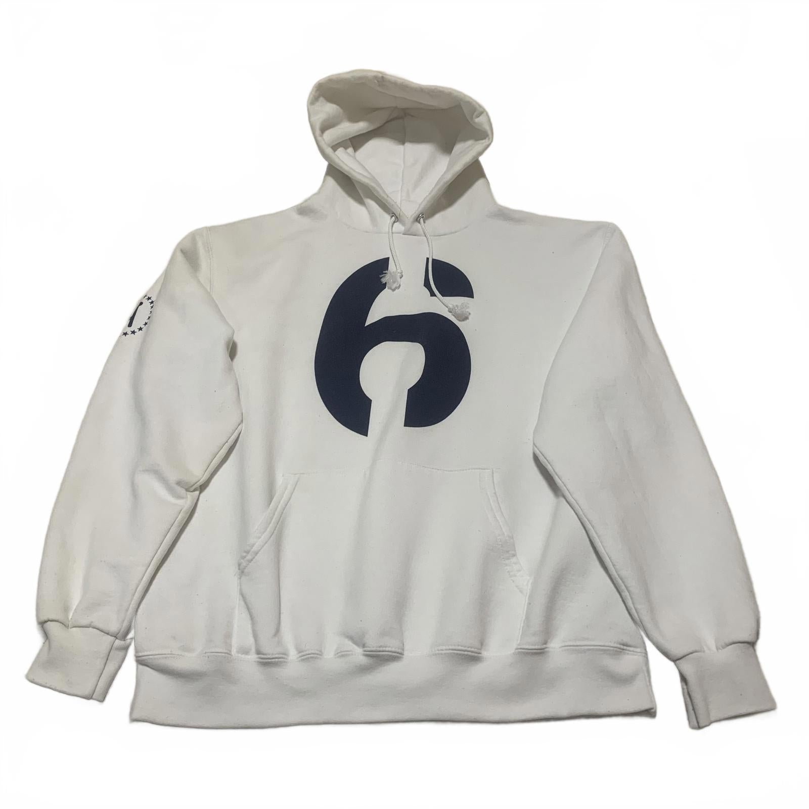 Champion Eco Authentic L White Hoodie Number 6 Print