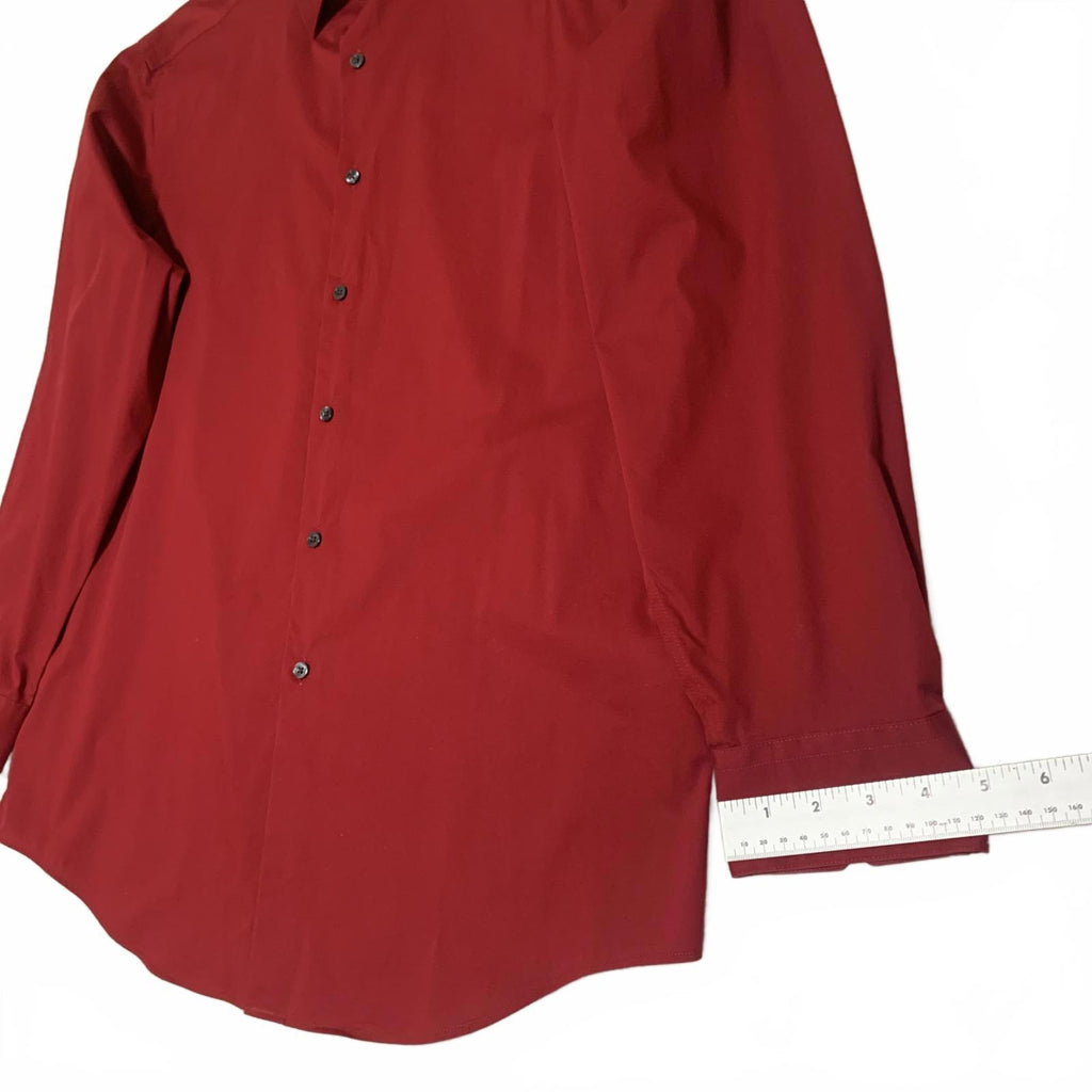 Alfani Men's L 16-16.5 Red Long Sleeve Dress Shirt