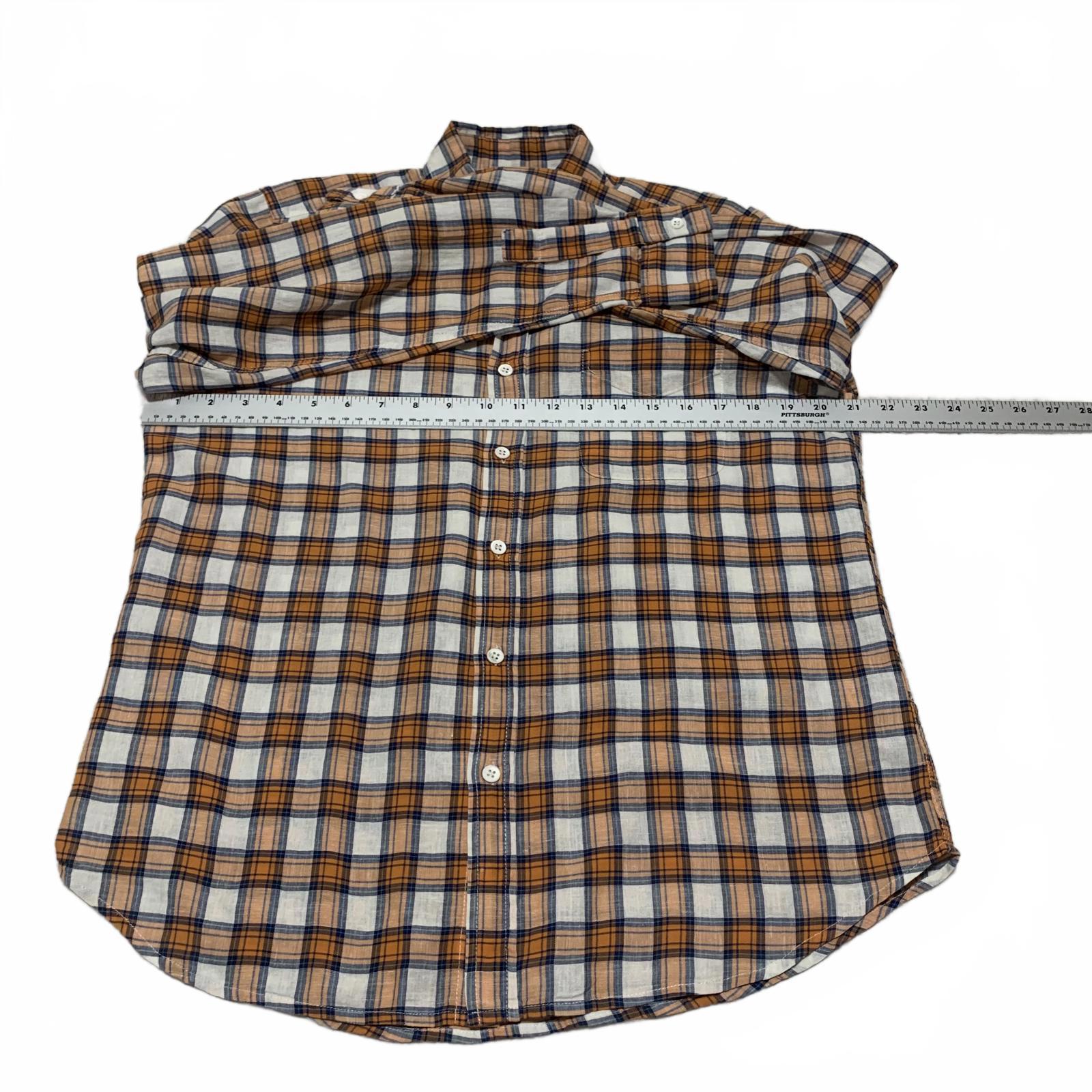 Steven Alan Men's Button-Down Shirt S Brown Orange Plaid USA