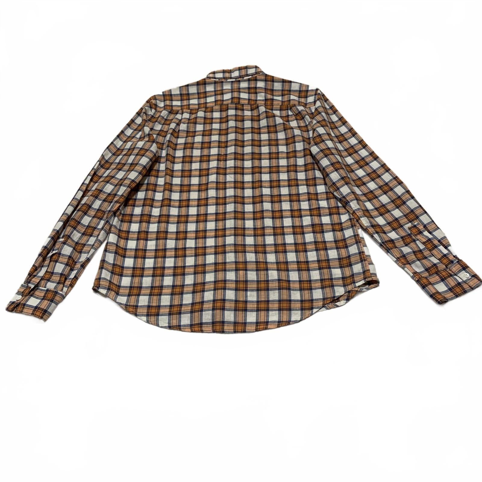 Steven Alan Men's Button-Down Shirt S Brown Orange Plaid USA